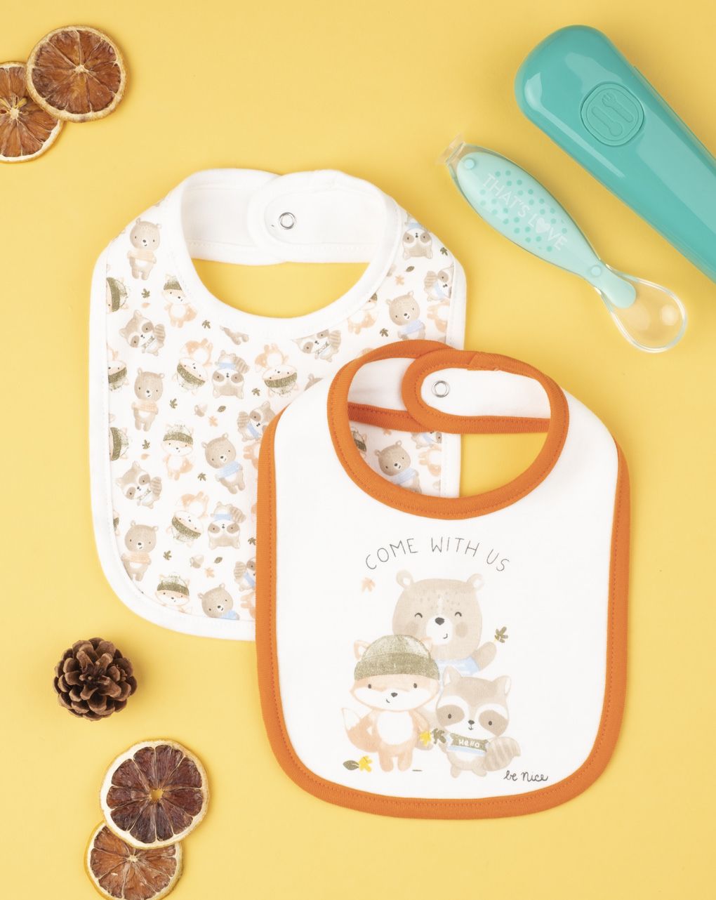 σαλιάρα interlock βαμβακερή συσκ. χ2 με ζωάκια για αγόρι - Prénatal