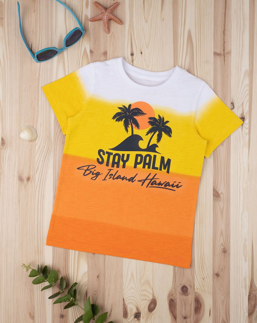 παιδικό t-shirt πορτοκαλί χαβάη για αγόρι - Prénatal