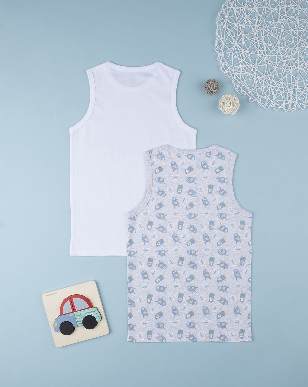 παιδικά αμάνικα φανελάκια με εξωγήινους πακέτο x2 τμχ για αγόρι - Prénatal