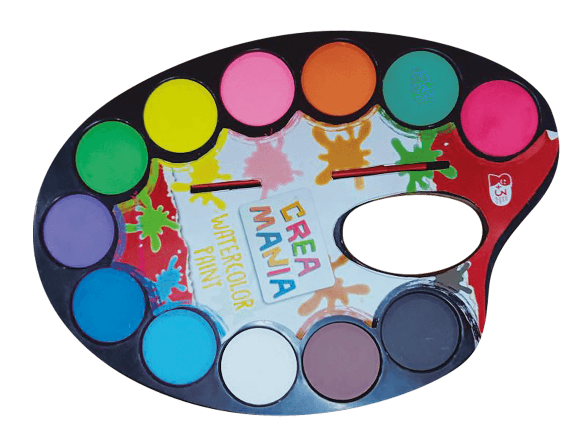 Creamania παλέτα με 12 νερομπογιές και 1 πινέλο - CreaManía
