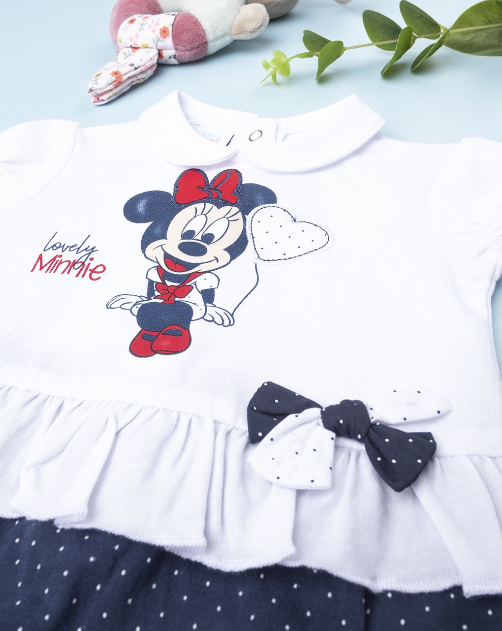 βρεφικό φορμάκι κοντομάνικο βαμβακερό με τη minnie για κορίτσι - Prénatal