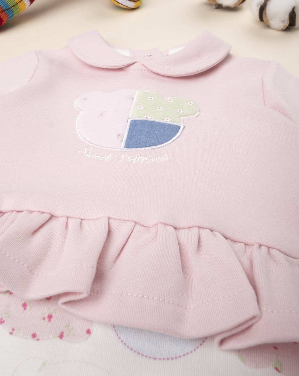 βρεφικό φορμάκι βαμβακερό ροζ με αρκουδάκια για κορίτσι - Prénatal