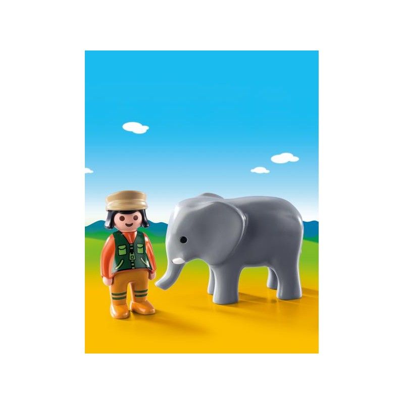Playmobil 1.2.3 φύλακας ζωολογικού κήπου με ελέφαντα 9381 - Playmobil, Playmobil 1.2.3