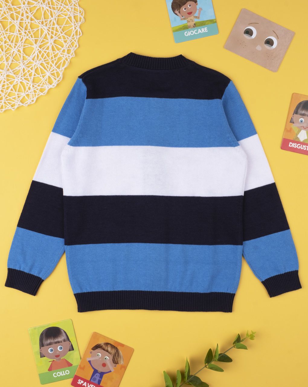 παιδική πλεκτή ζακέτα ριγέ μπλε για αγόρι - Prénatal