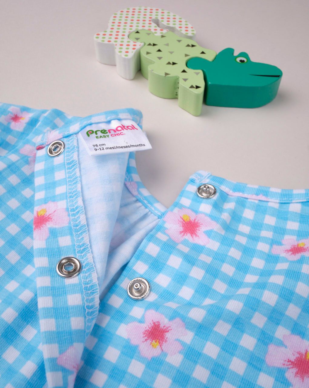 φόρεμα jersey καρό γαλάζιο για κορίτσι - Prénatal