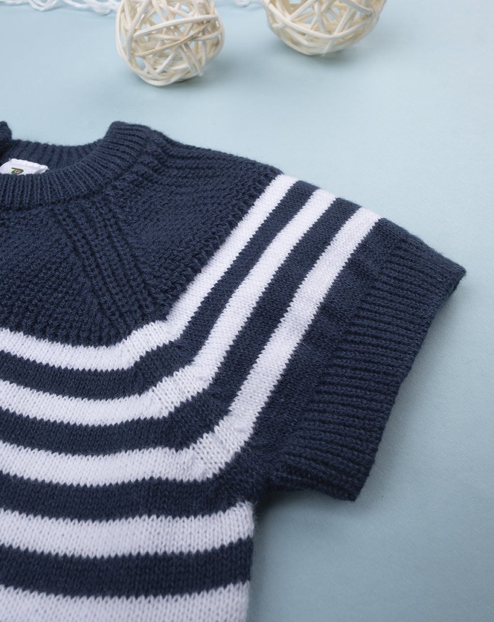 βρεφικό φορμάκι πλεκτό μπλε ριγέ για αγόρι - Prénatal