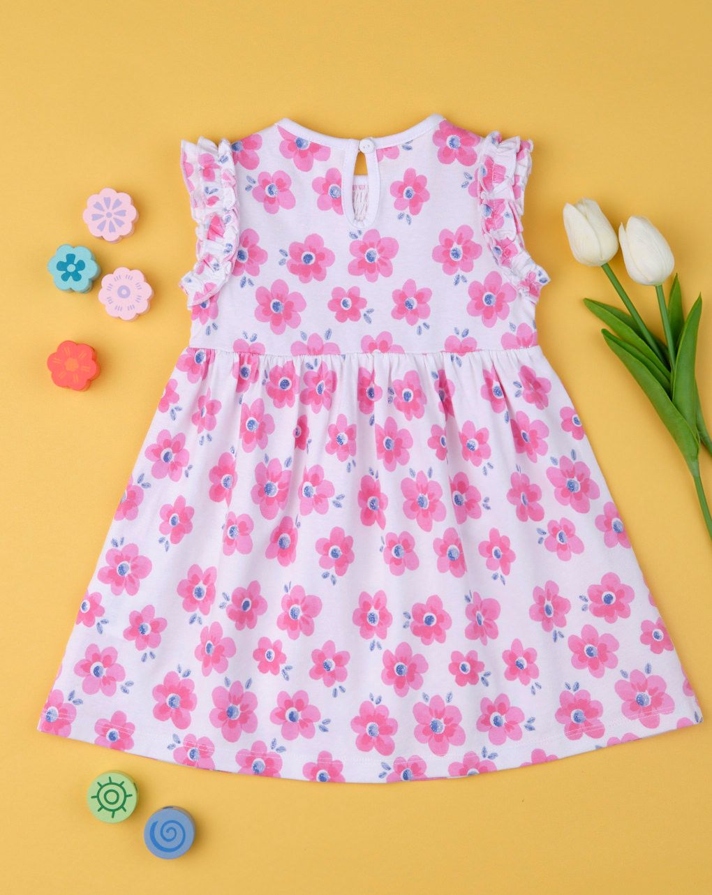 φόρεμα λευκό εμπριμέ με λουλούδια για κορίτσι - Prénatal