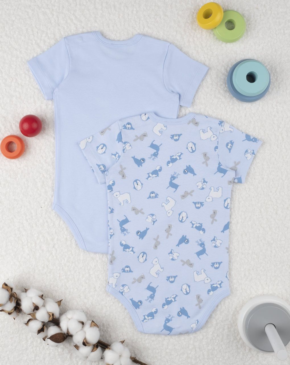 κορμάκι πακέτο x2 τεμ. με ζωάκια για αγόρι - Prénatal