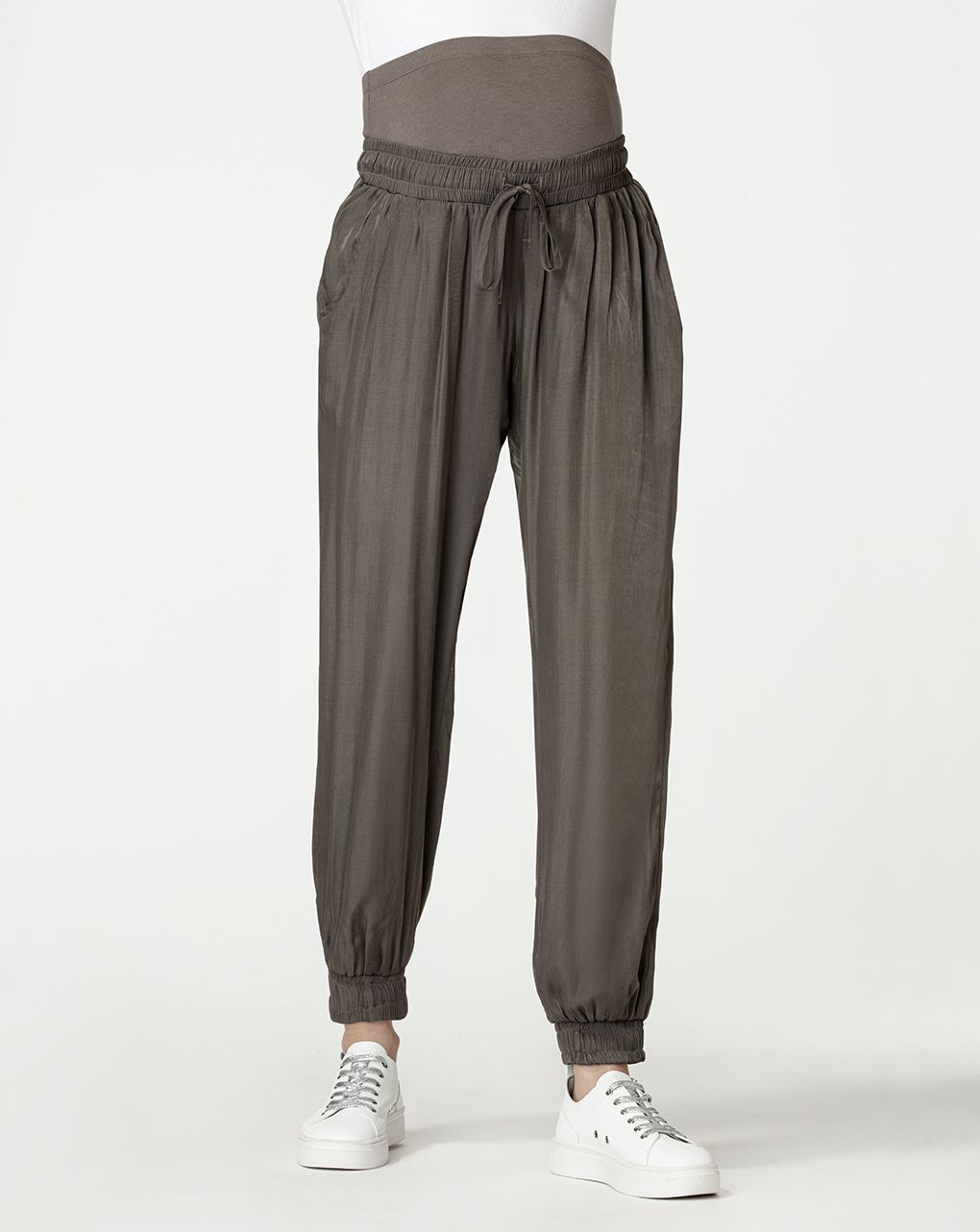 γυναικείο παντελόνι εγκυμοσύνης χακί με κορδόνι - Prénatal