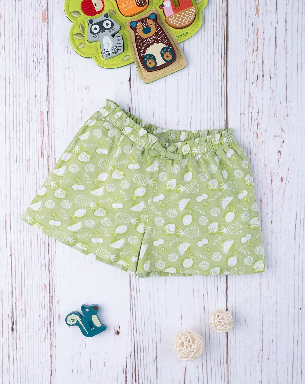 παιδικό σορτσάκι πράσινο με φρούτα για κορίτσι - Prénatal