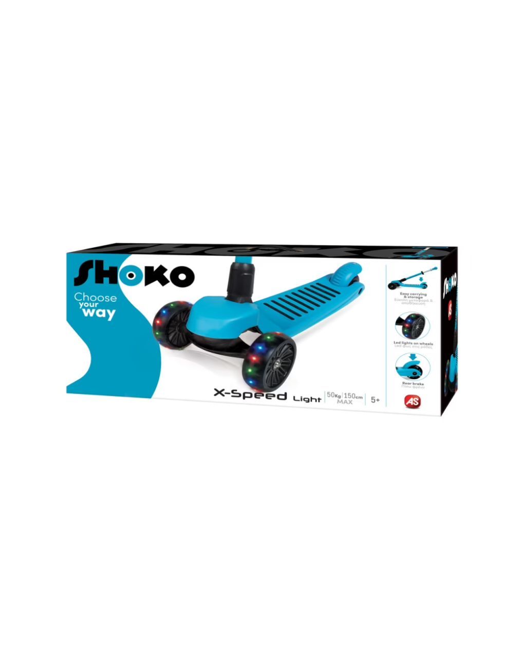 Shoko παιδικό πατίνι x-speed light με 3 ρόδες και led φως σε μπλε χρώμα για 5+ χρονών 5004-50503 - Shoko