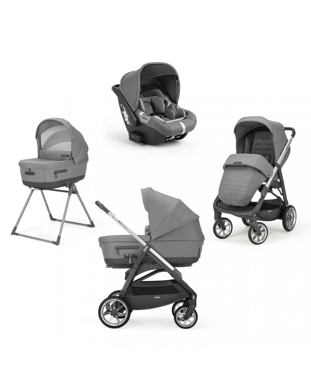 Inglesina σύστημα μεταφοράς quattro aptica with cab car seat  kensington grey με σκελετό grafite - Inglesina