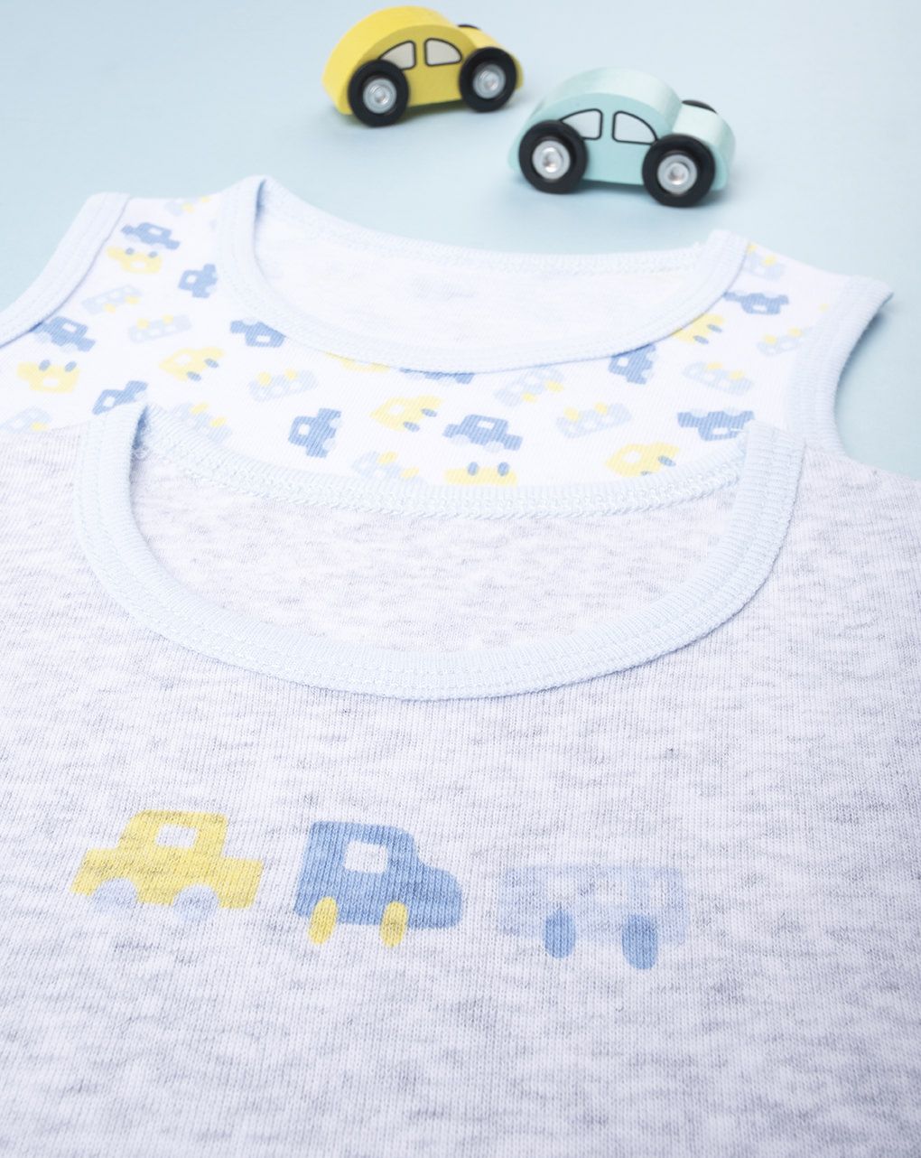 βρεφικά αμάνικα κορμάκια με αυτοκινητάκια πακέτο x2 για αγόρι - Prénatal