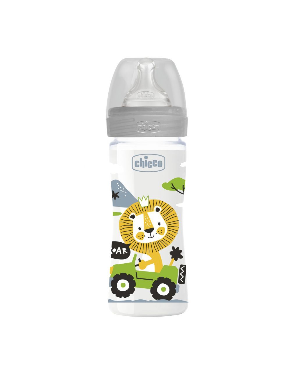 Chicco πλαστικό μπιμπερό well being 250ml μέτριας ροής 2m+ grey a60-28623-20 - Chicco
