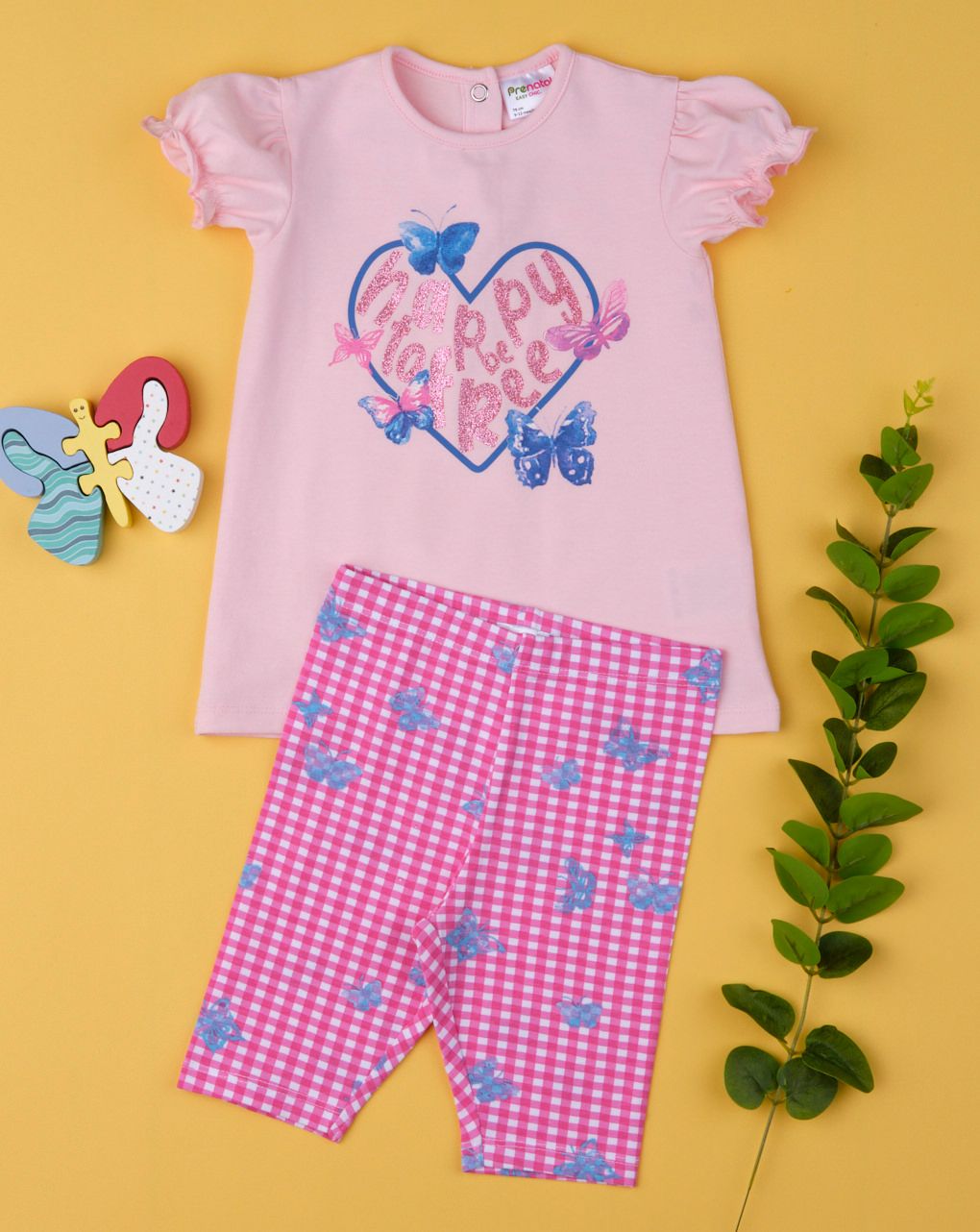 σετ t-shirt κολάν καρό ροζ για κορίτσι