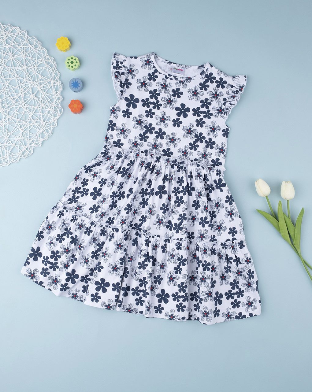παιδικό φόρεμα με λουλούδια μπλε για κορίτσι - Prénatal