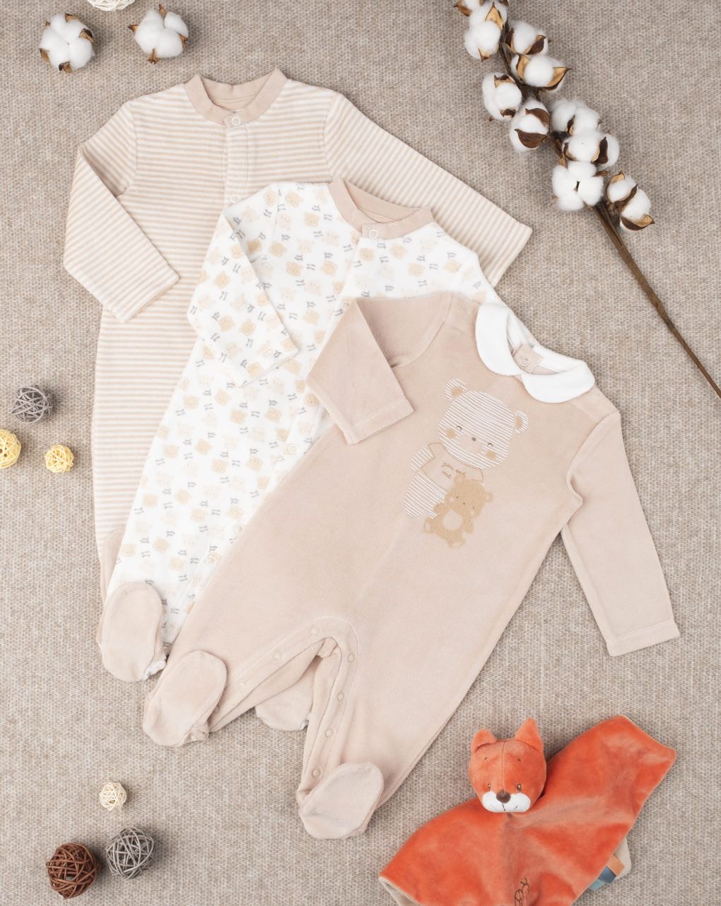 φορμάκια πακέτο x3 τεμ. με αρκουδάκι unisex - Prénatal