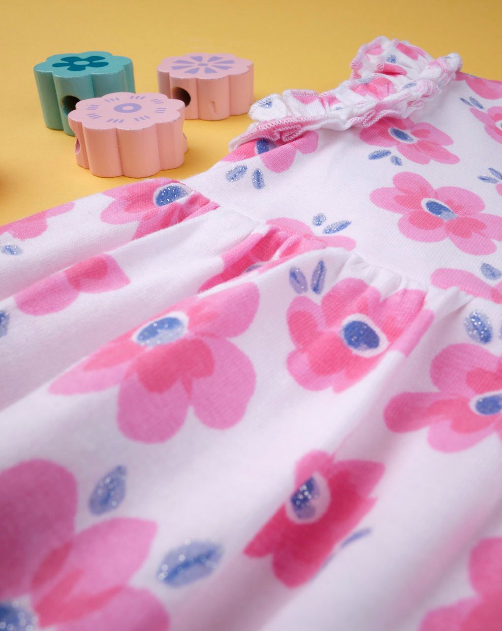 φόρεμα λευκό εμπριμέ με λουλούδια για κορίτσι - Prénatal