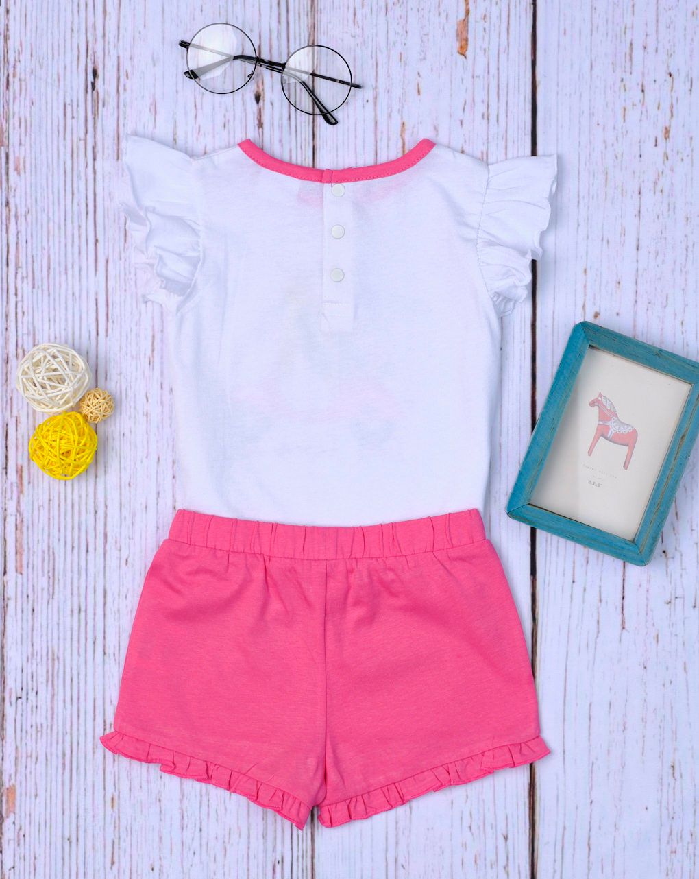 σετ t-shirt και σορτσάκι φούξια με στάμπα για κορίτσι, - Prénatal