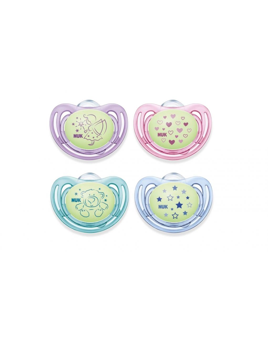 Nuk πιπίλες σιλικόνης freestyle night 0-6 μηνών χωρίς κρίκο 2 τεμ