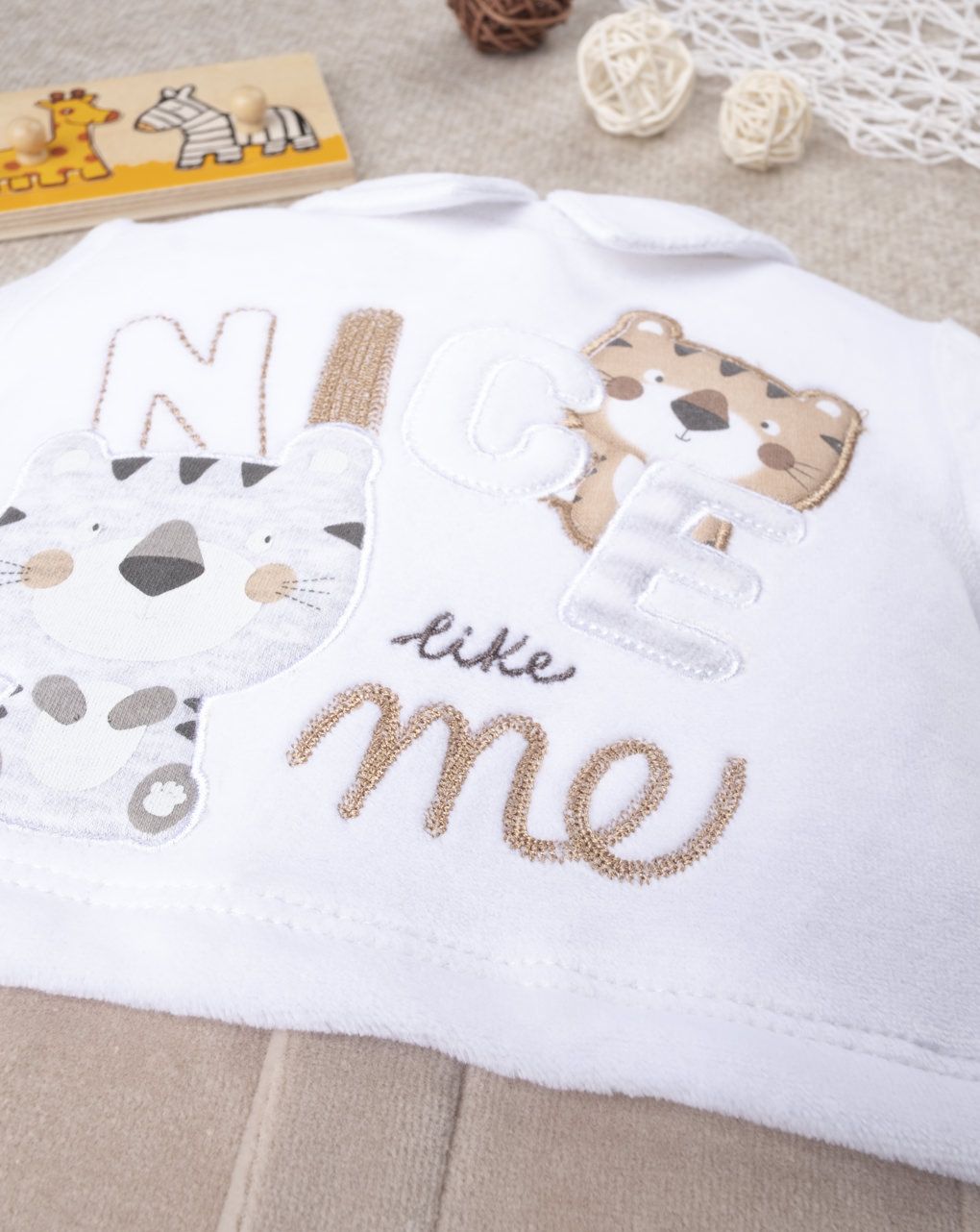 βρεφικό φορμάκι σενίλ με γατάκια για αγόρι - Prénatal