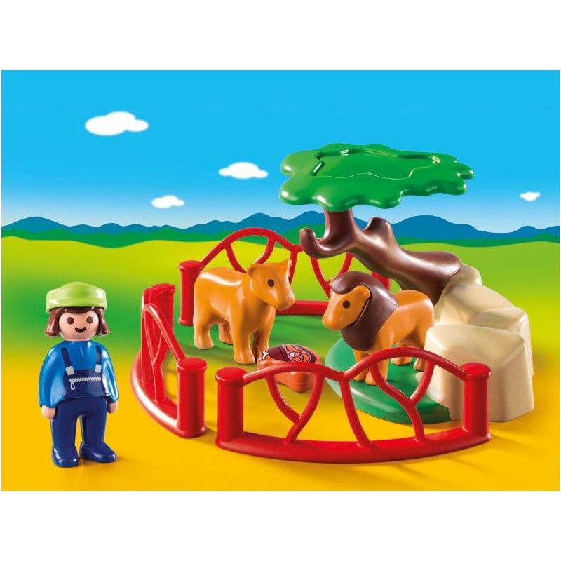 Playmobil 1.2.3 λιοντάρια ζωολογικού κήπου με περίφραξη 9378 - Playmobil, Playmobil 1.2.3