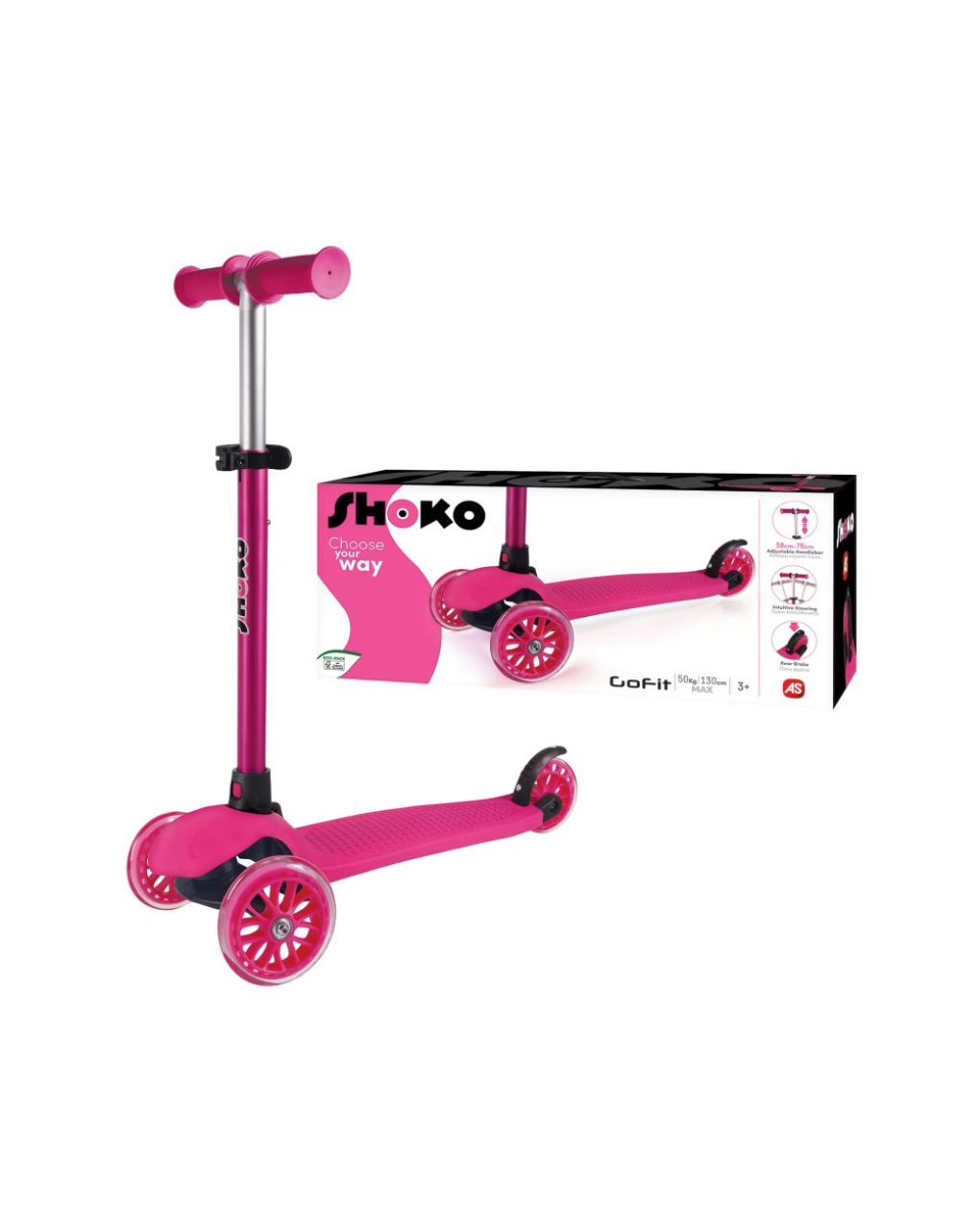 Shoko παιδικό πατίνι go fit με 3 ρόδες σε ροζ χρώμα για 3+ χρονών 5004-50515 - Shoko