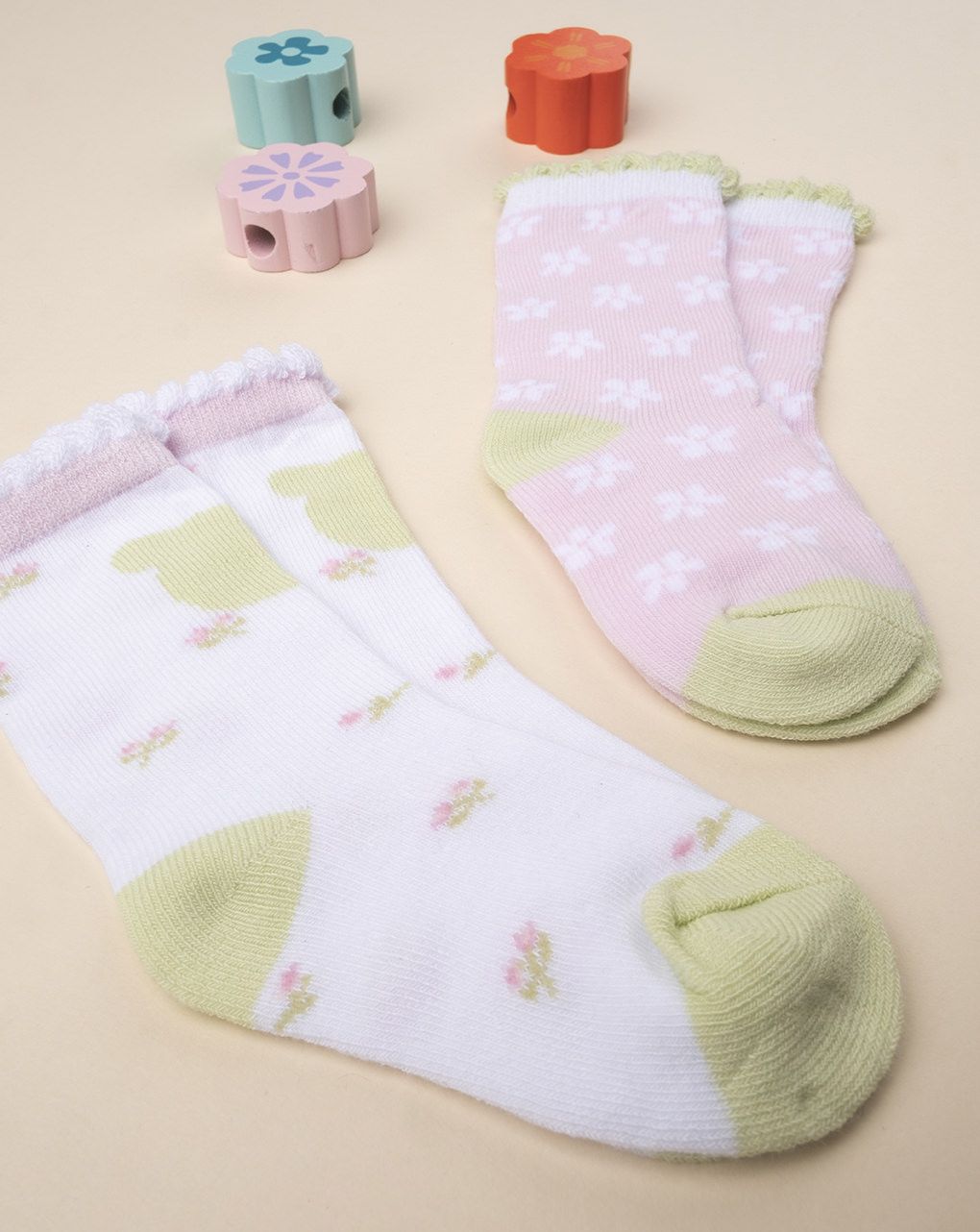 βρεφικές κάλτσες πακέτο x2 τμχ παστέλ για κορίτσι - Prénatal