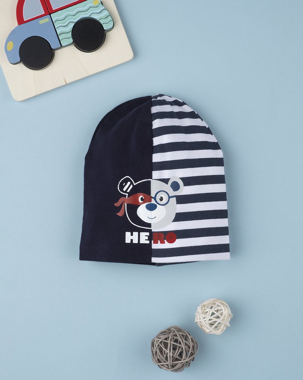 βρεφικός σκούφος με αρκουδάκι για αγόρι - Prénatal