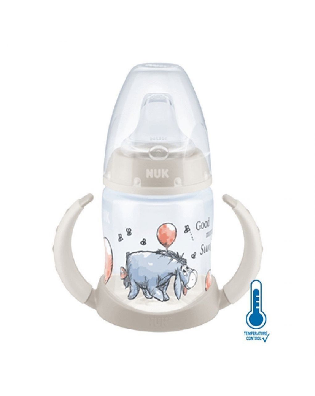Nuk εκπαιδευτικό ποτηράκι first choice winnie με μαλακό ρύγχος και δείκτη ελέγχου θερμοκρασίας 6-18 μηνών 1 τ.μ.χ 150 μl