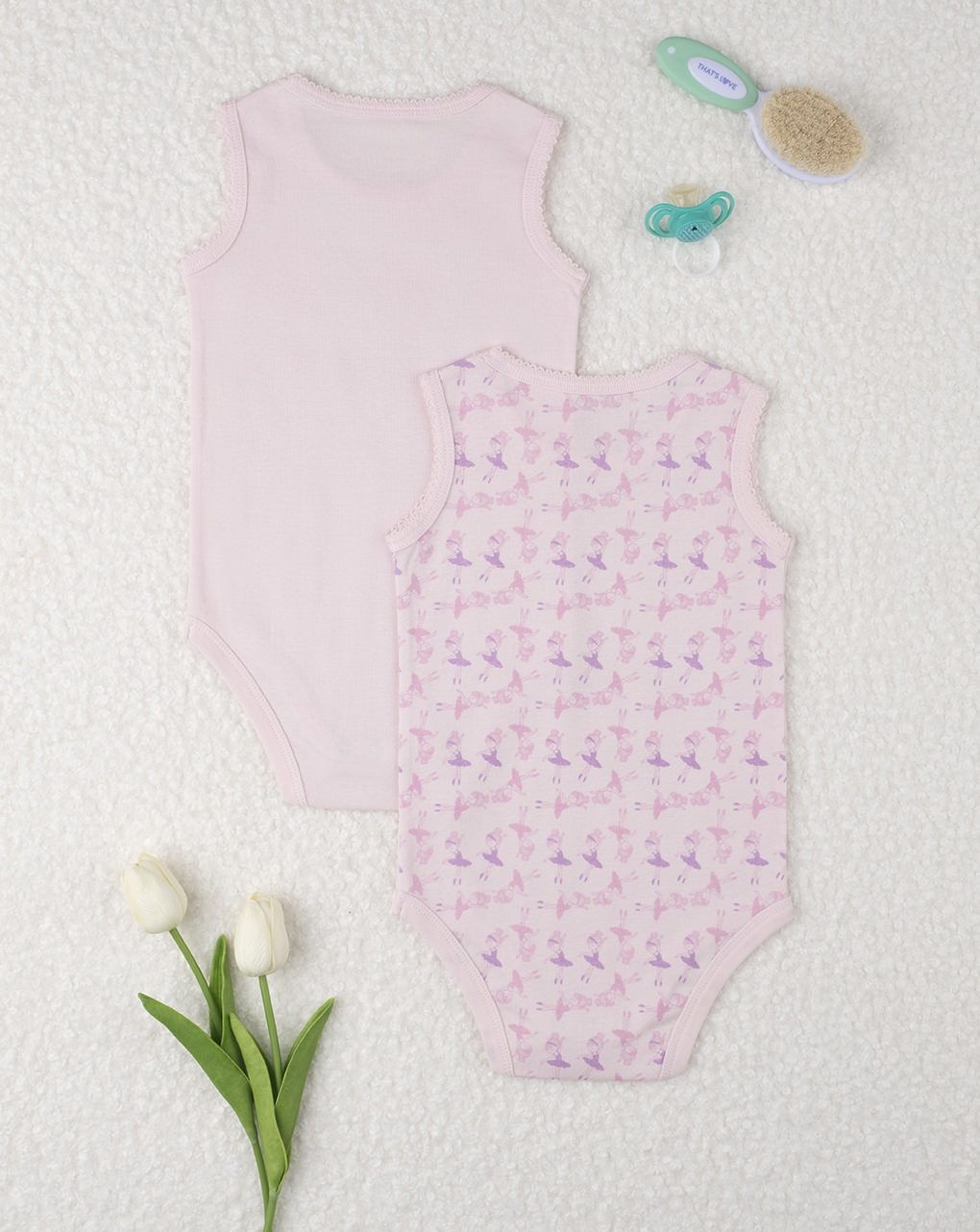 βρεφικά αμάνικα κορμάκια με μπαλαρίνες  πακέτο x2 για κορίτσι - Prénatal