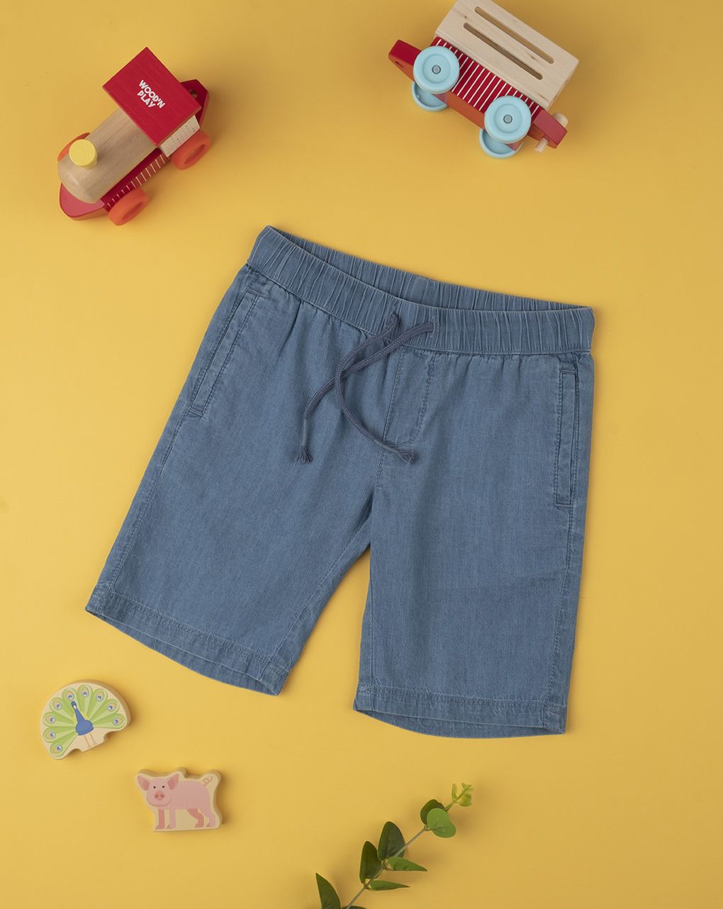 παιδικό τζιν σορτσάκι chambray μπλε ανοιχτό για αγόρι - Prénatal