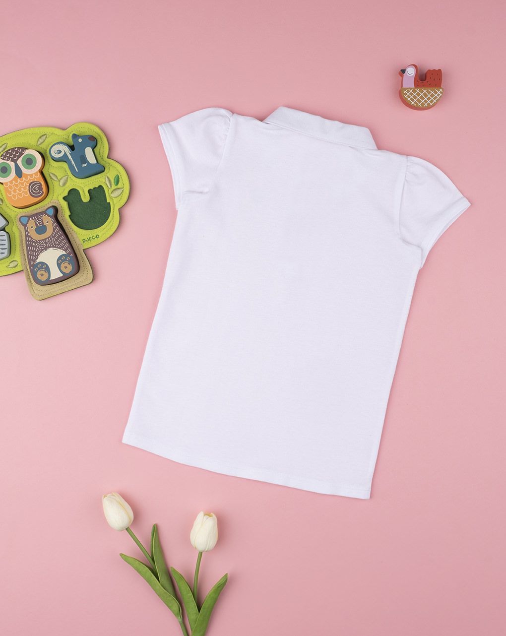 παιδικό t-shirt πόλο λευκό για κορίτσι - Prénatal