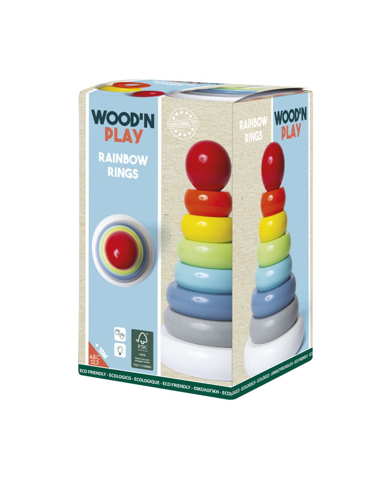 Wood' n play ξύλινη πυραμίδα με κρίκους - Wood'N Play