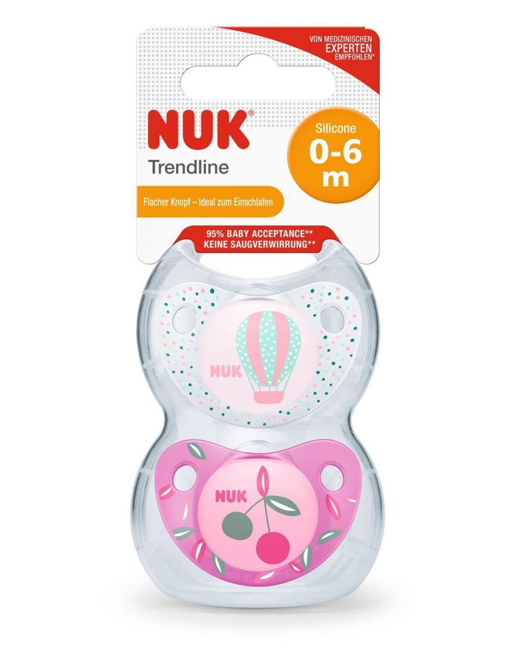 Nuk πιπίλες σιλικόνης trendline 6-18 μηνών 2 τεμ - Nuk