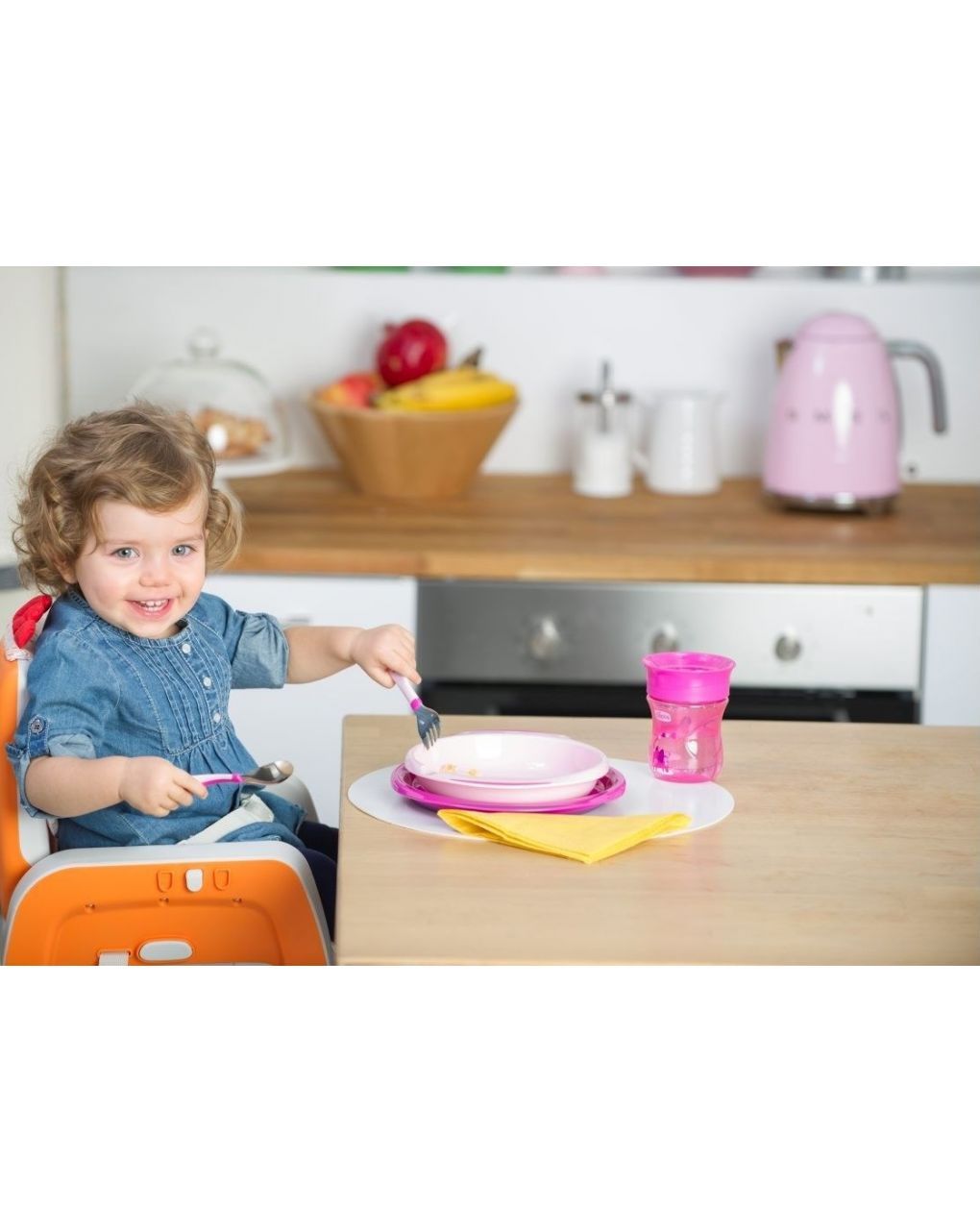 Chicco πιρούνι-κουτάλι 2τμχ metal cutlery mix & match 18m+ ροζ f05-16102-10 - Chicco