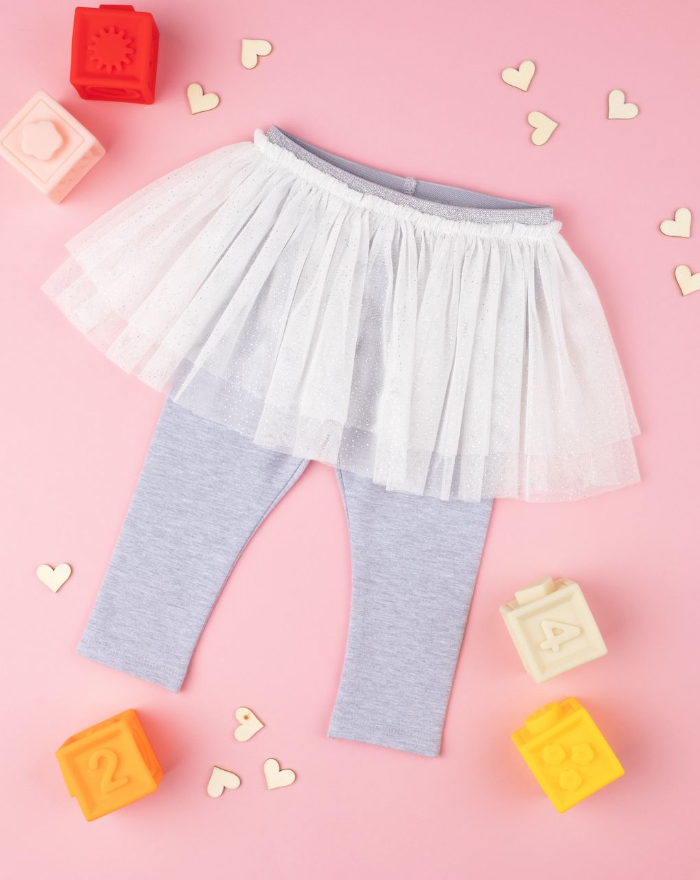 κολάν με φούστα γκρι/λευκό για κορίτσι - Prénatal