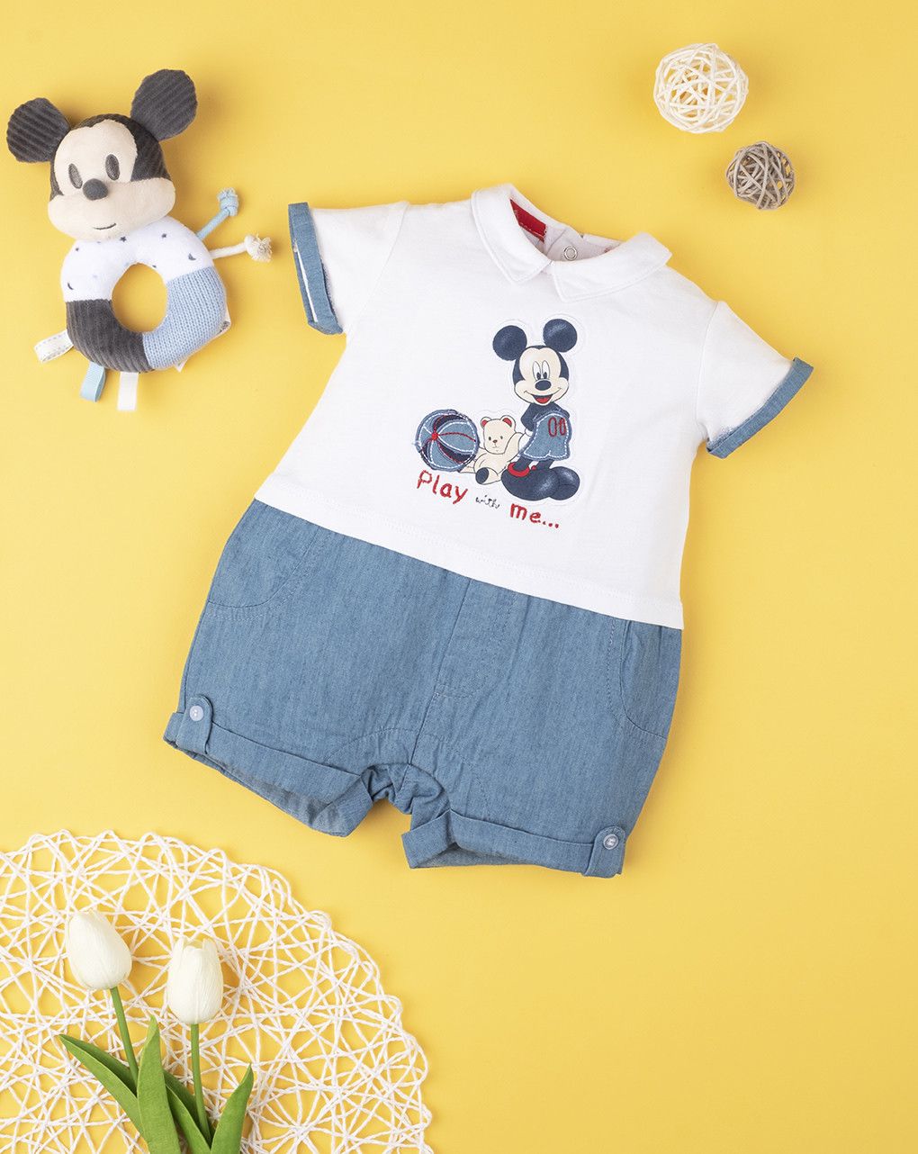 φορμάκι κοντό βαμβακερό mickey mouse για αγόρι - Prénatal