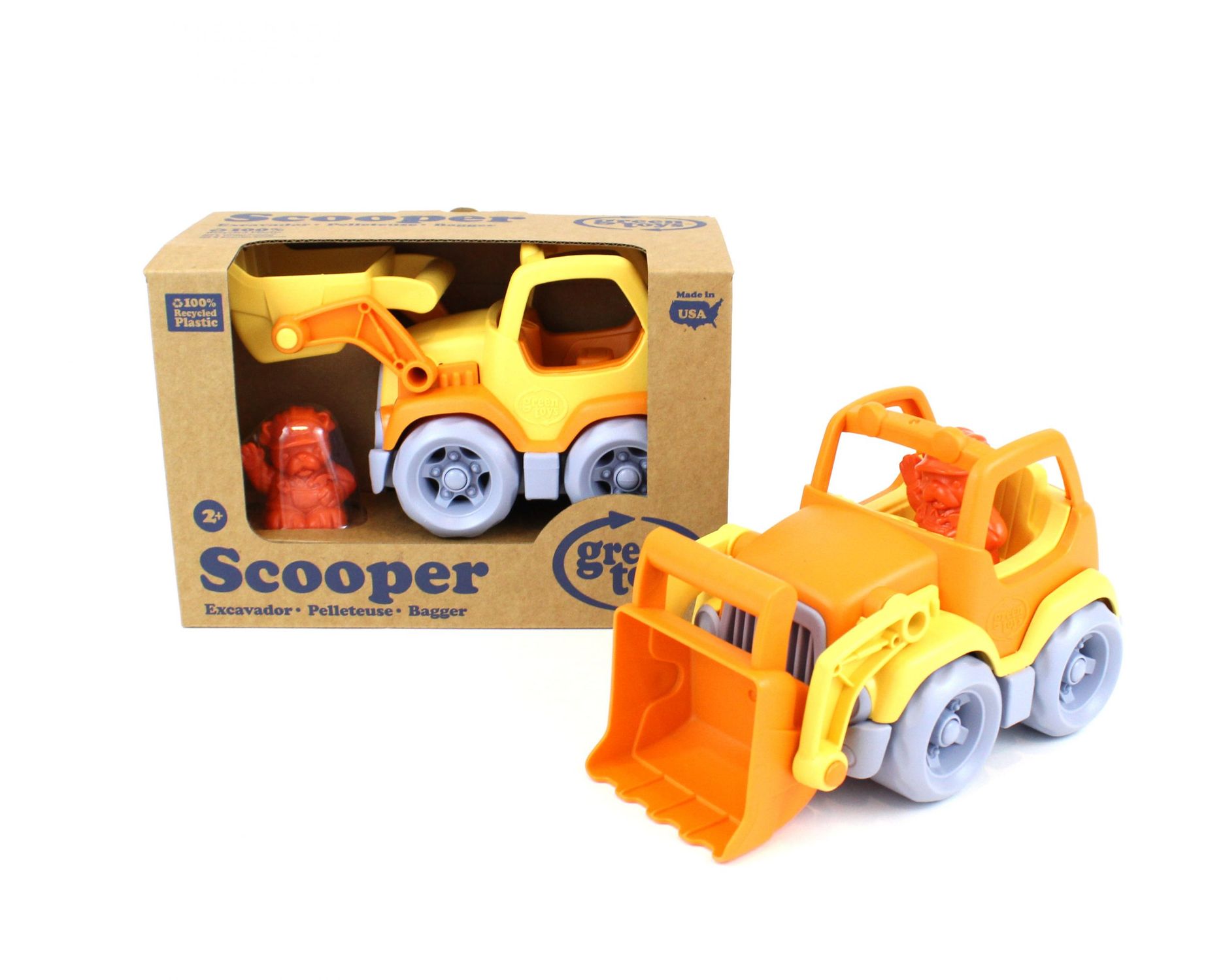 Green toys: εκσκαφέας φορτηγό πορτοκαλί/κίτρινο csco-1106 - Green Toys