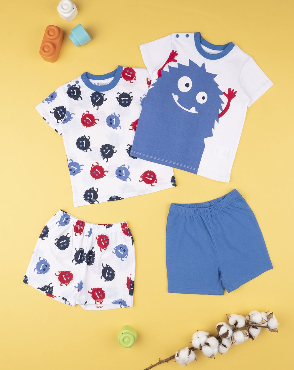 βρεφικές πιτζάμες με τερατάκια πακέτο x2 για αγόρι - Prénatal