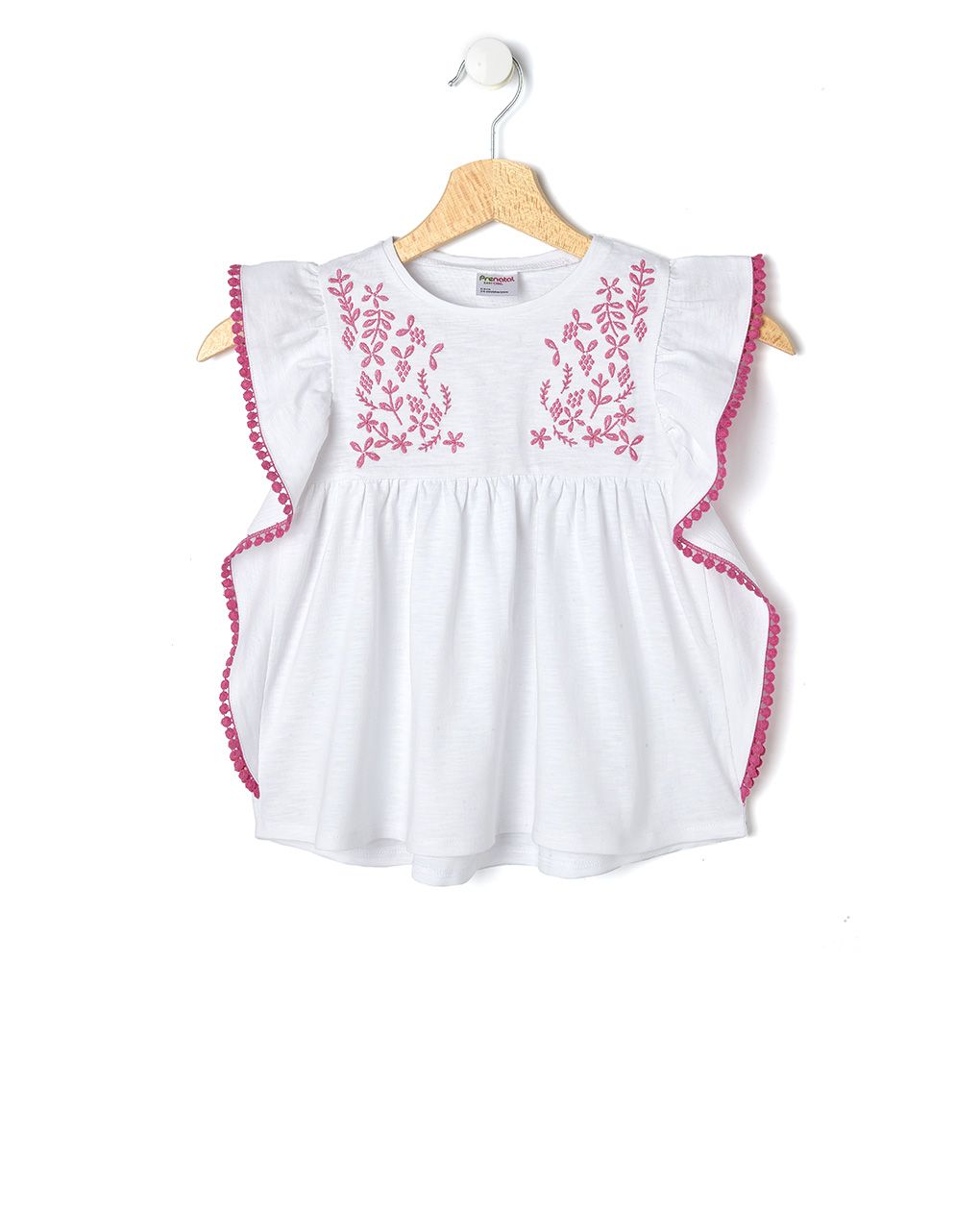 T-shirt jersey λευκό με κεντήματα μεγ.8-9/9-10 ετών για κορίτσι - Prénatal