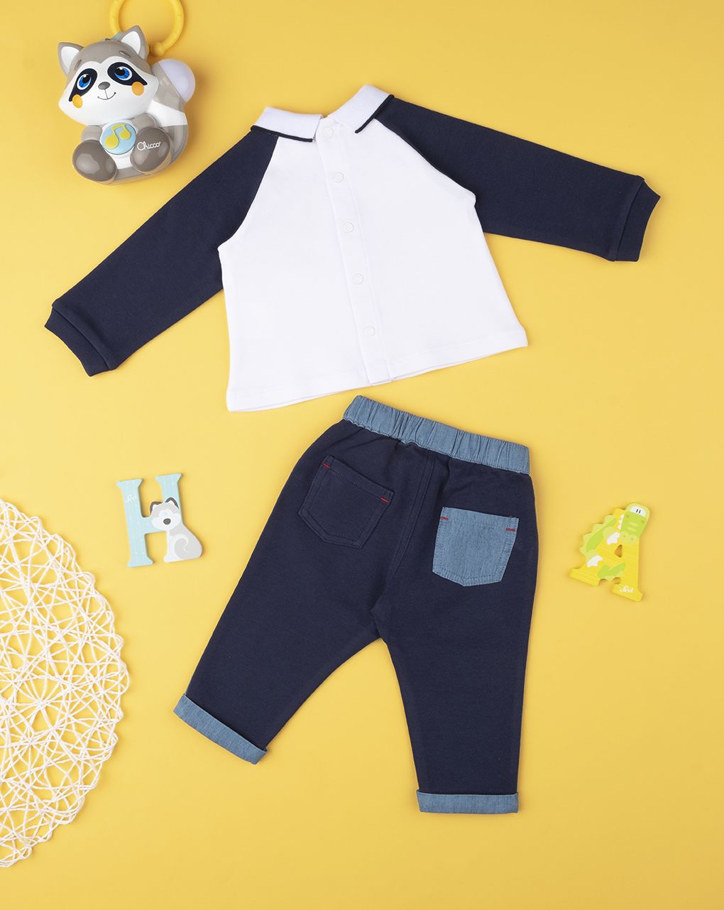 βρεφικό σετ βαμβακερό μπλούζα και γκέτα με αρκουδάκι για αγόρι - Prénatal