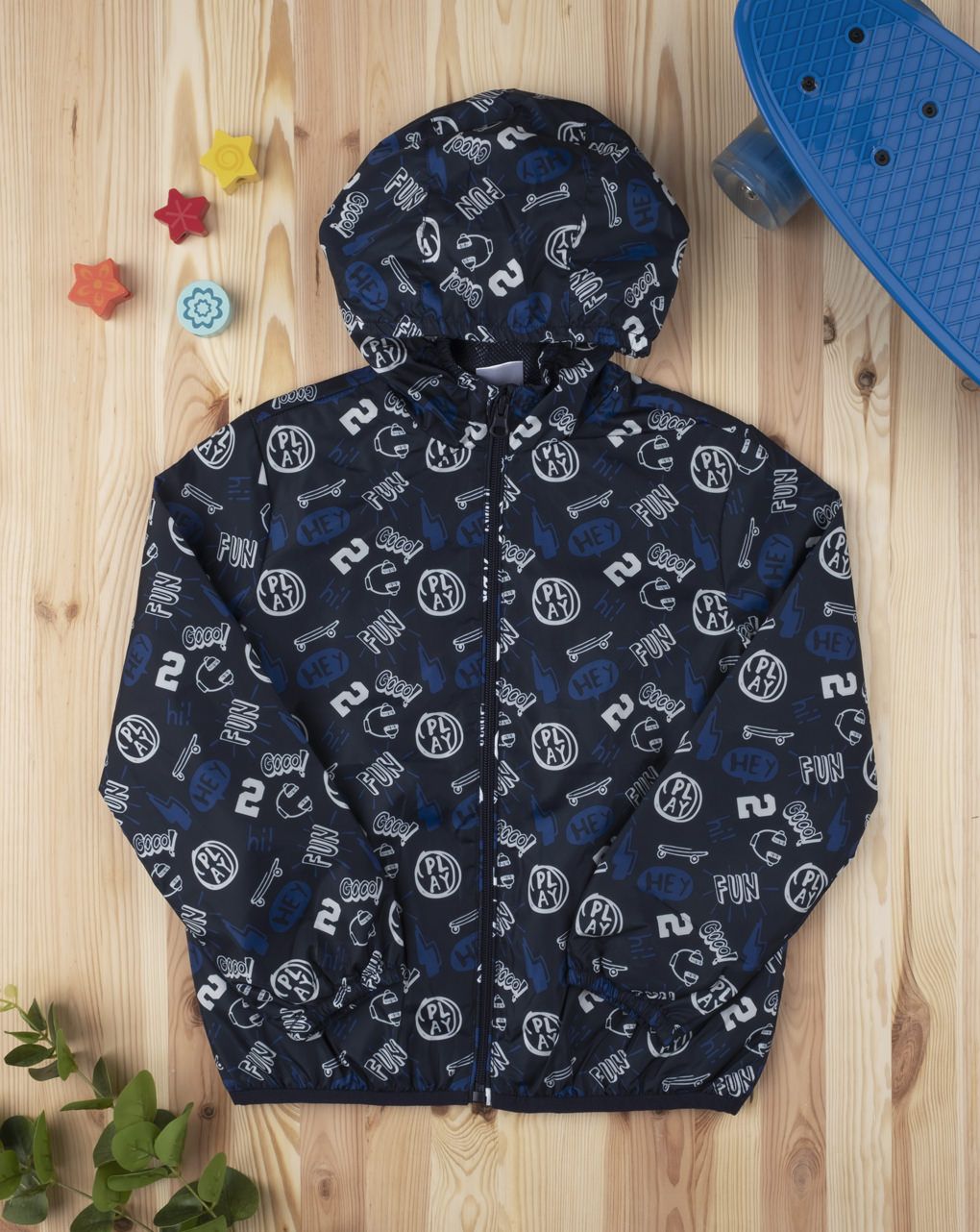 παιδικό μπουφάν αντιανεμικό μπλε για αγόρι