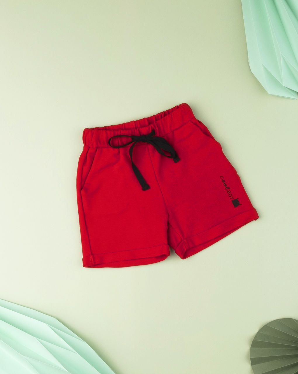 βερμούδα απο φέλπα κόκκινη με κορδόνι για αγόρι