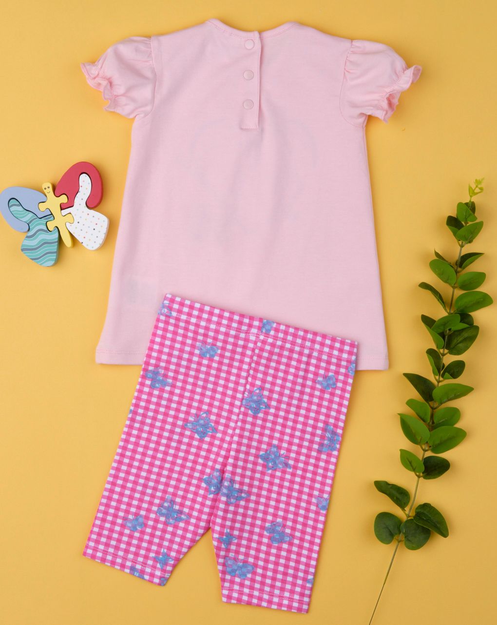 σετ t-shirt κολάν καρό ροζ για κορίτσι - Prénatal