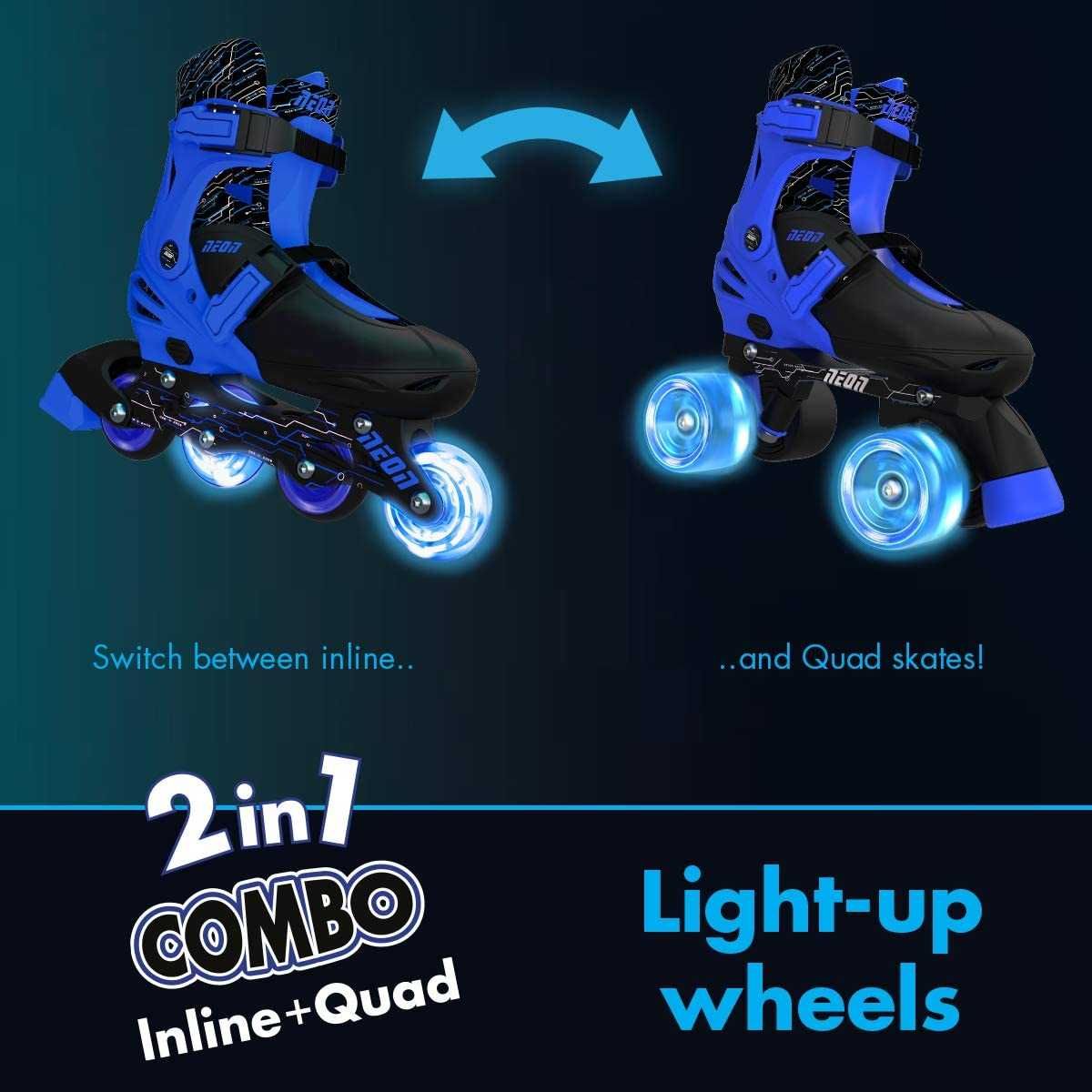 Yvolution πατίνια rollers αυξομειούμενα neon combo 2 σε 1 no.29-33 μπλε 53.nt09b4 - Yvolution