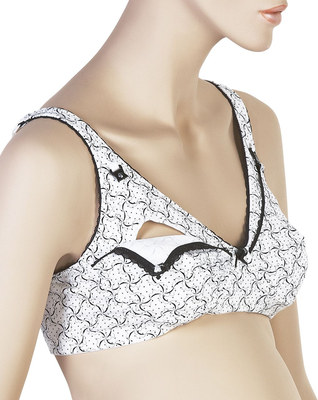 σουτιέν θηλασμού βαμβακερό λευκό-μαύρο cup c - Prénatal