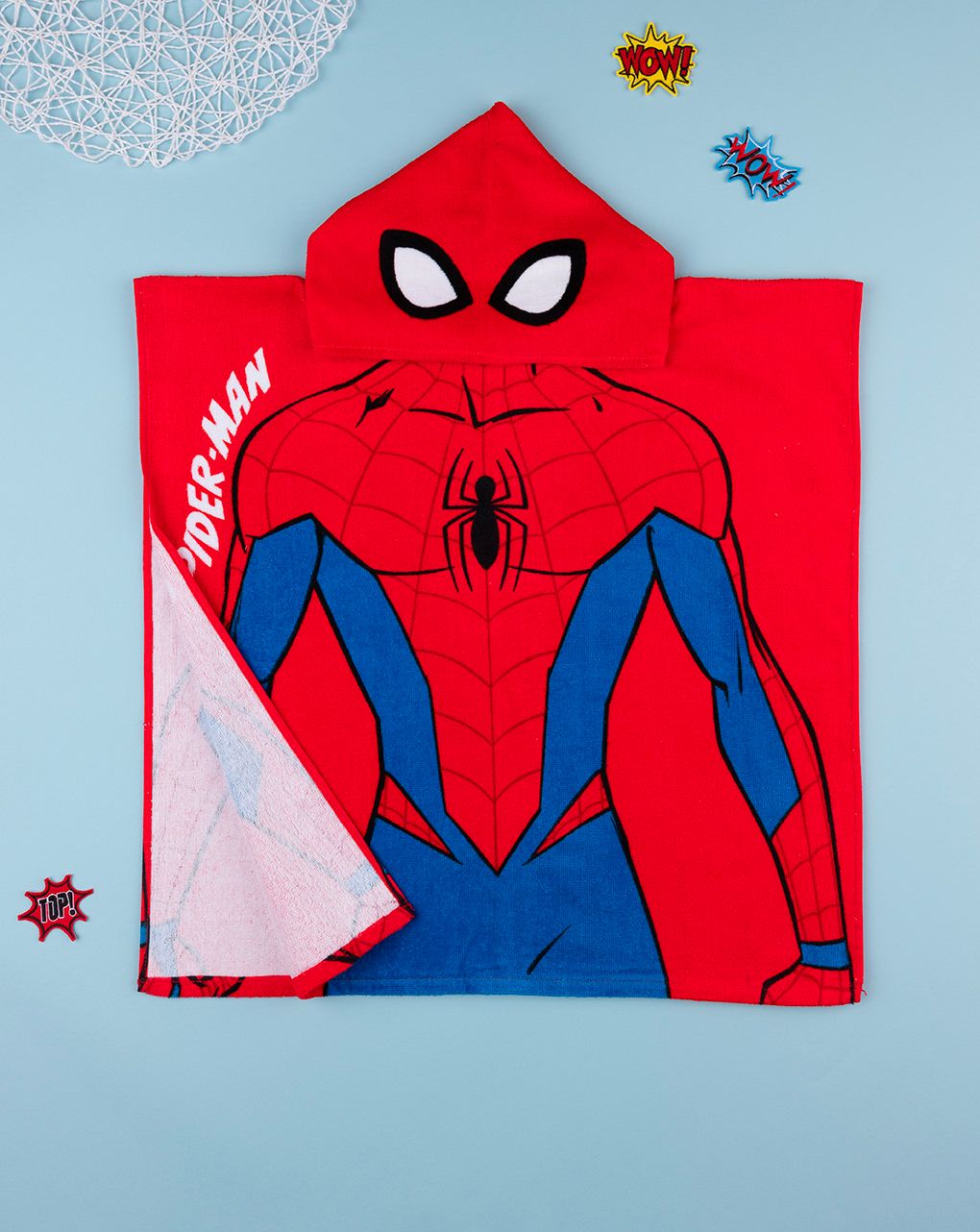 παιδικό πόντσο θαλάσσης κόκκινο με τον spiderman για αγόρι - Prénatal