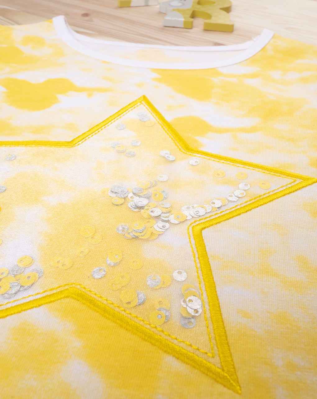 παιδικό t-shirt tie&dye κίτρινο για κορίτσι - Prénatal