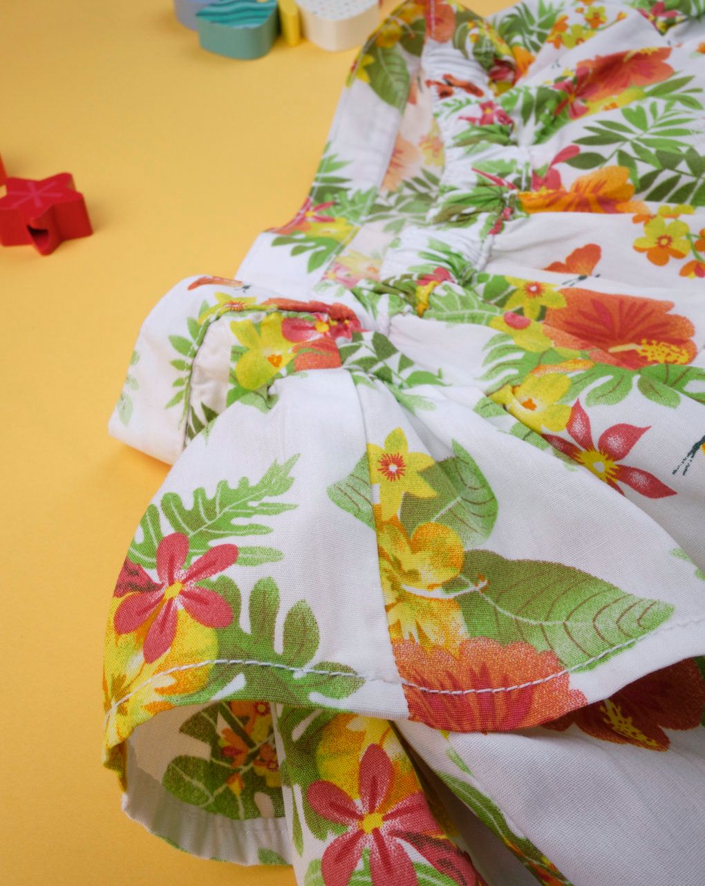 φούστα popeline με λουλούδια και βολάν για κορίτσι - Prénatal